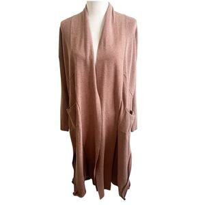 Anthropologie Daily Practice Wrap Longline Cardigan Brown Pockets Small Yoga